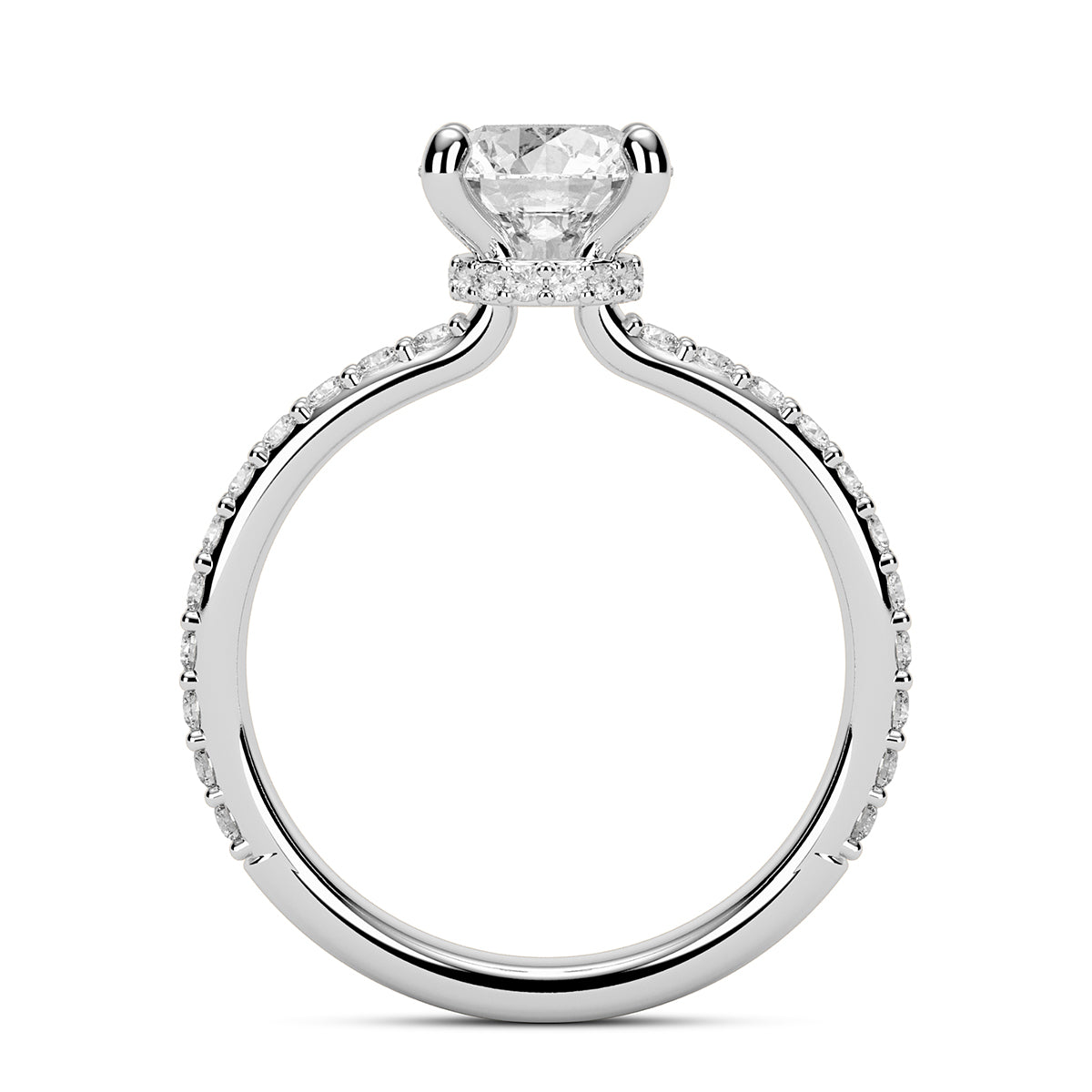 2.00ct Round Cut Hidden Halo Diamond Engagement Ring Setting (0.30ctw) In 14k Gold - simonbjewels.co