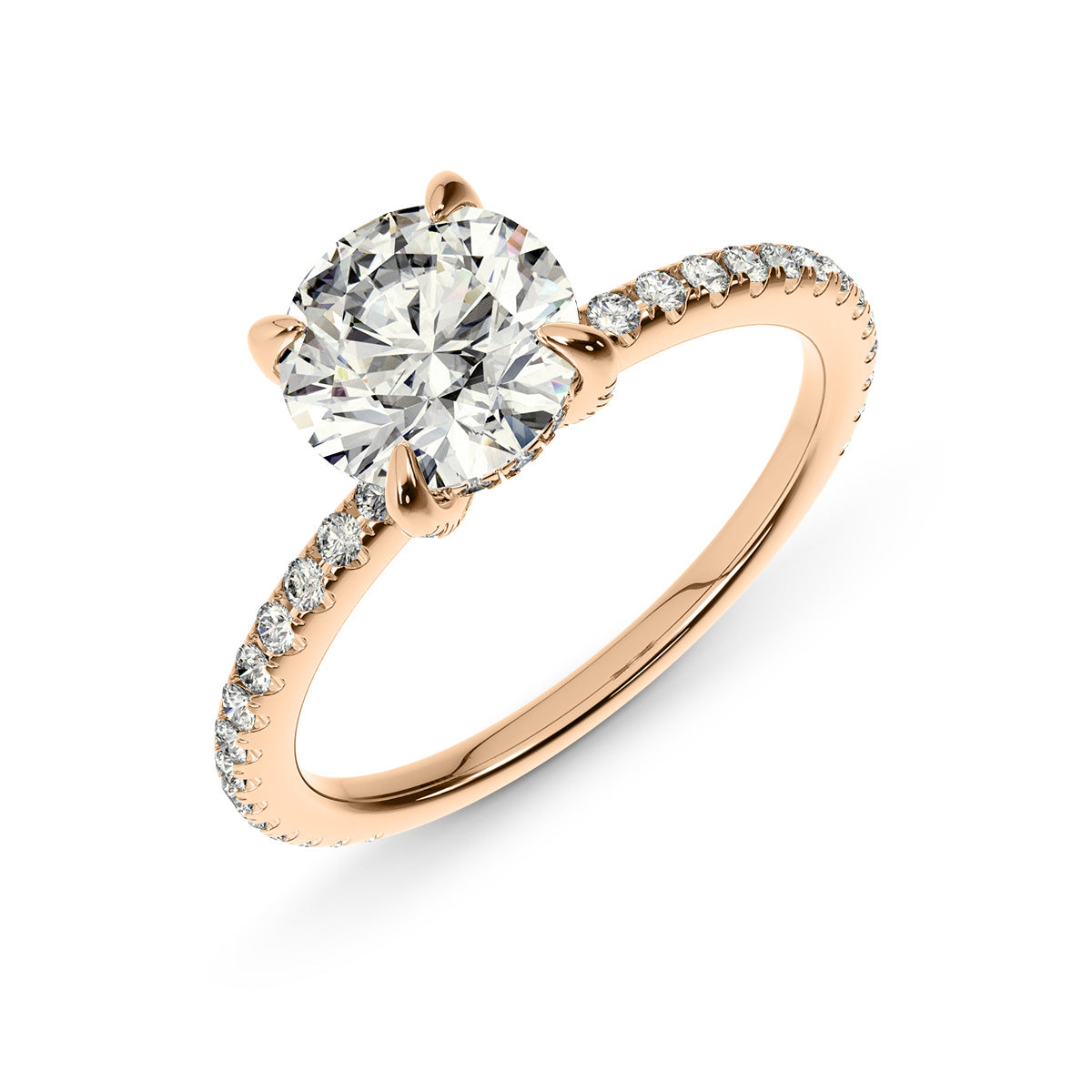 1.50ct Round Brilliant Micropavé Diamond Engagement Ring Setting (0.25ctw) In 14k White Gold - simonbjewels.co