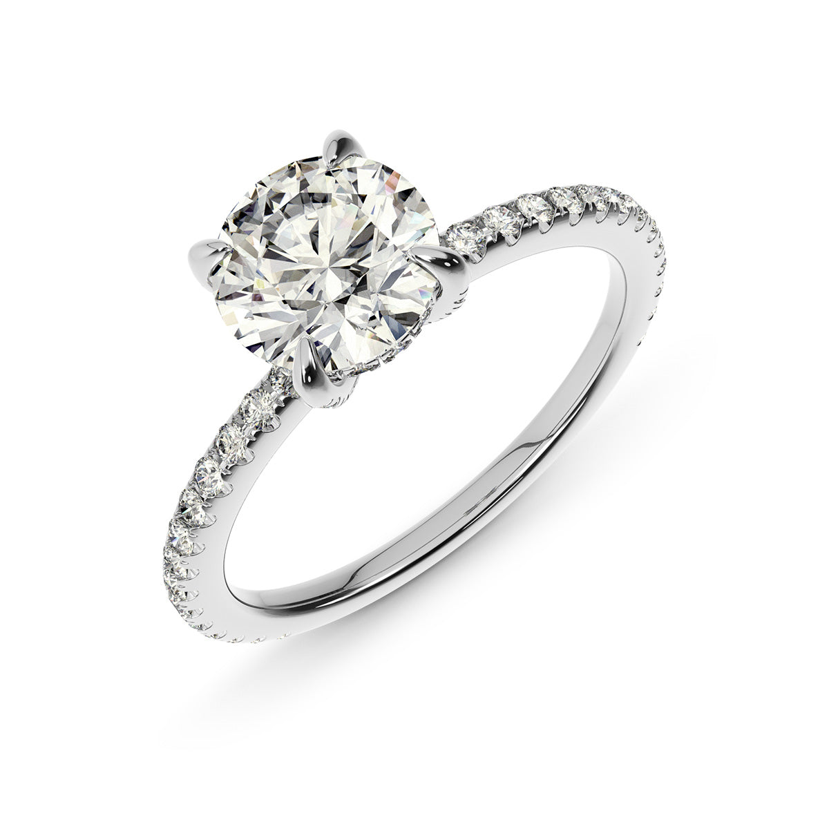 1.50ct Round Brilliant Micropavé Diamond Engagement Ring Setting (0.25ctw) In 14k White Gold - simonbjewels.co