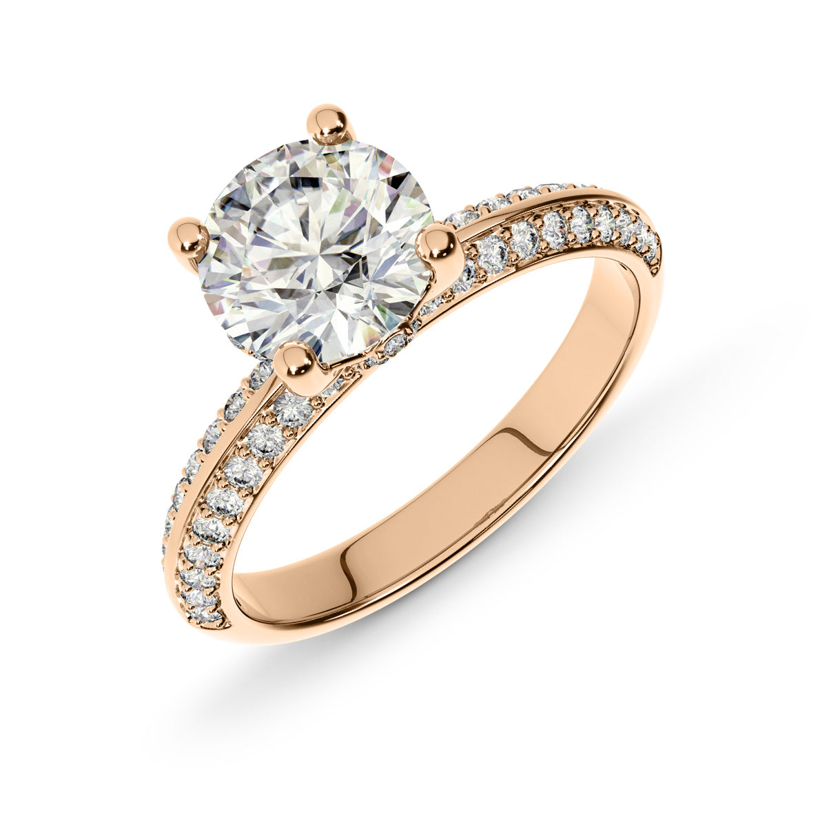 1.50ct Round Brilliant Knife-edge Micropavé Diamond Engagement Ring Setting (0.40ctw) In 14k White Gold - simonbjewels.co