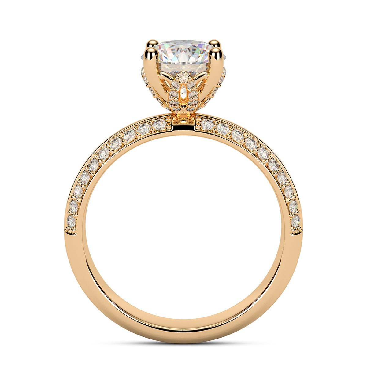 1.50ct Round Brilliant Knife-edge Micropavé Diamond Engagement Ring Setting (0.40ctw) In 14k White Gold - simonbjewels.co