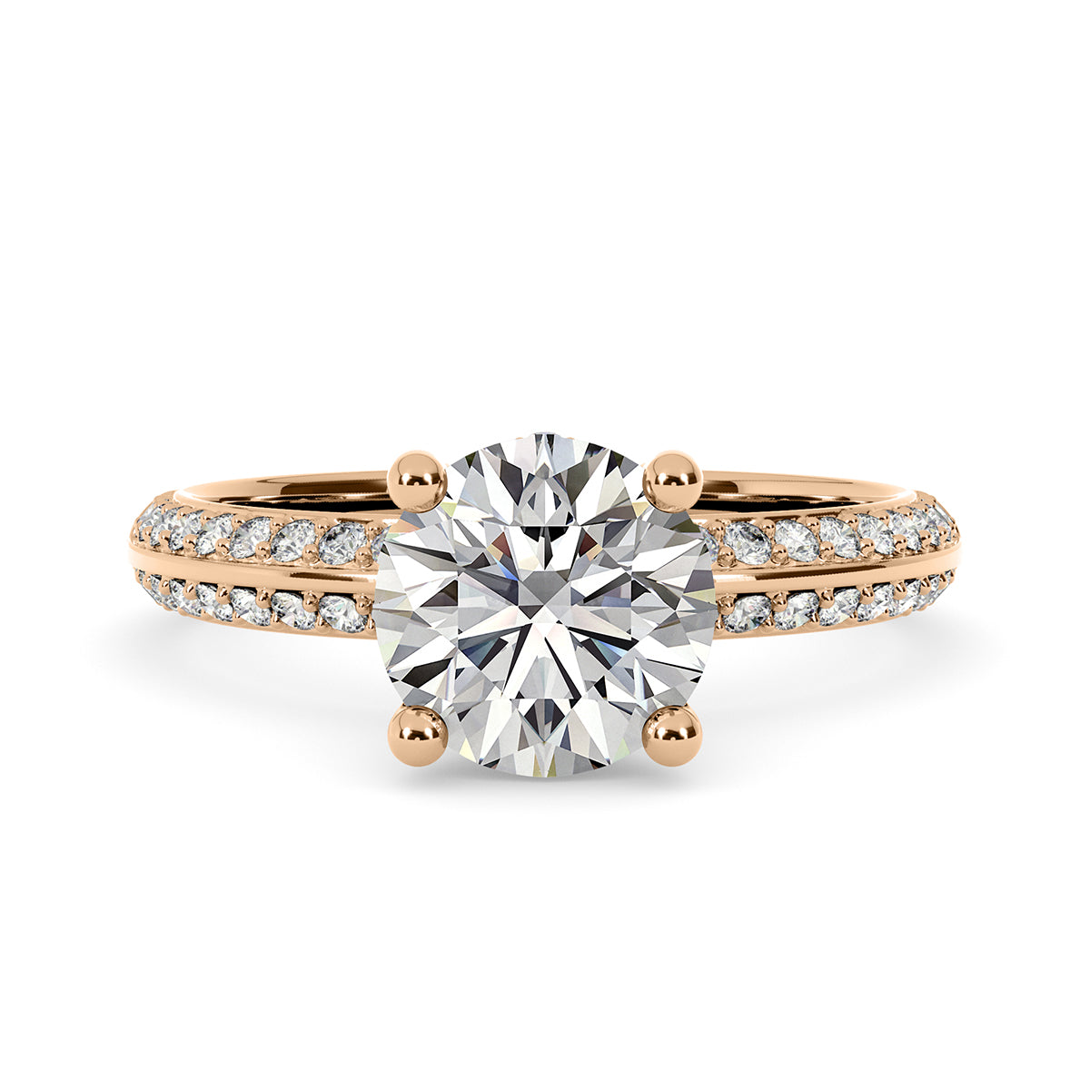 1.50ct Round Brilliant Knife-edge Micropavé Diamond Engagement Ring Setting (0.40ctw) In 14k White Gold - simonbjewels.co
