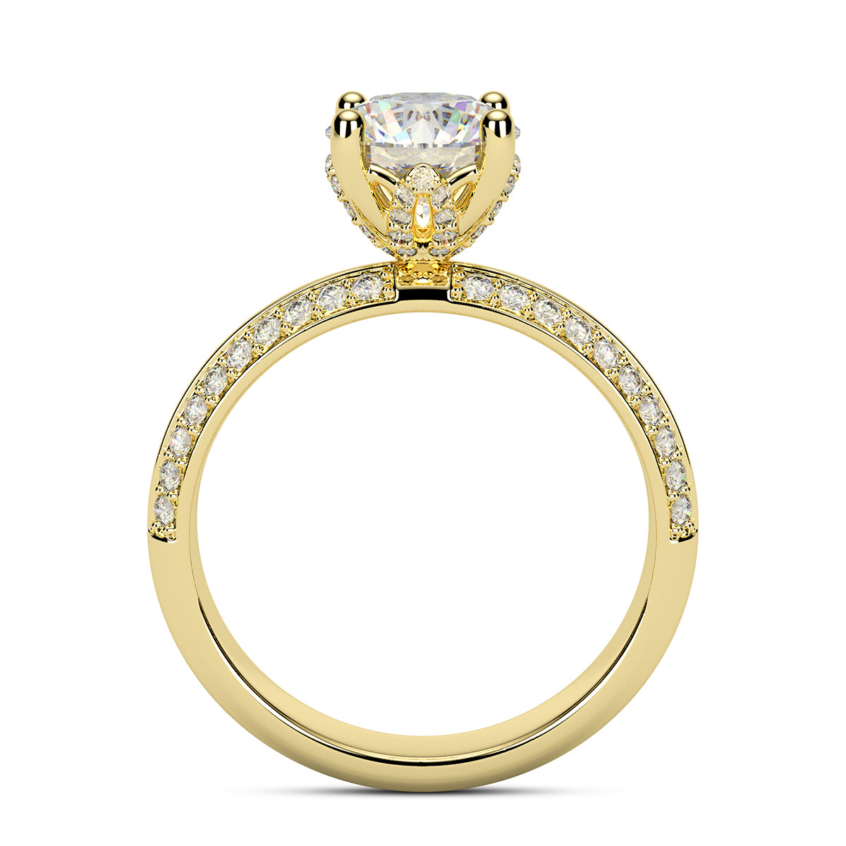 1.50ct Round Brilliant Knife-edge Micropavé Diamond Engagement Ring Setting (0.40ctw) In 14k White Gold - simonbjewels.co