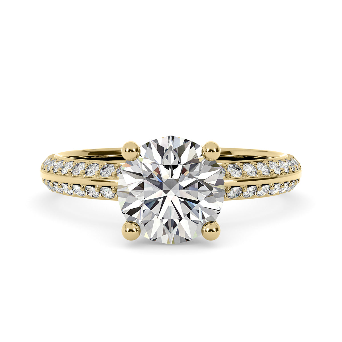 1.50ct Round Brilliant Knife-edge Micropavé Diamond Engagement Ring Setting (0.40ctw) In 14k White Gold - simonbjewels.co