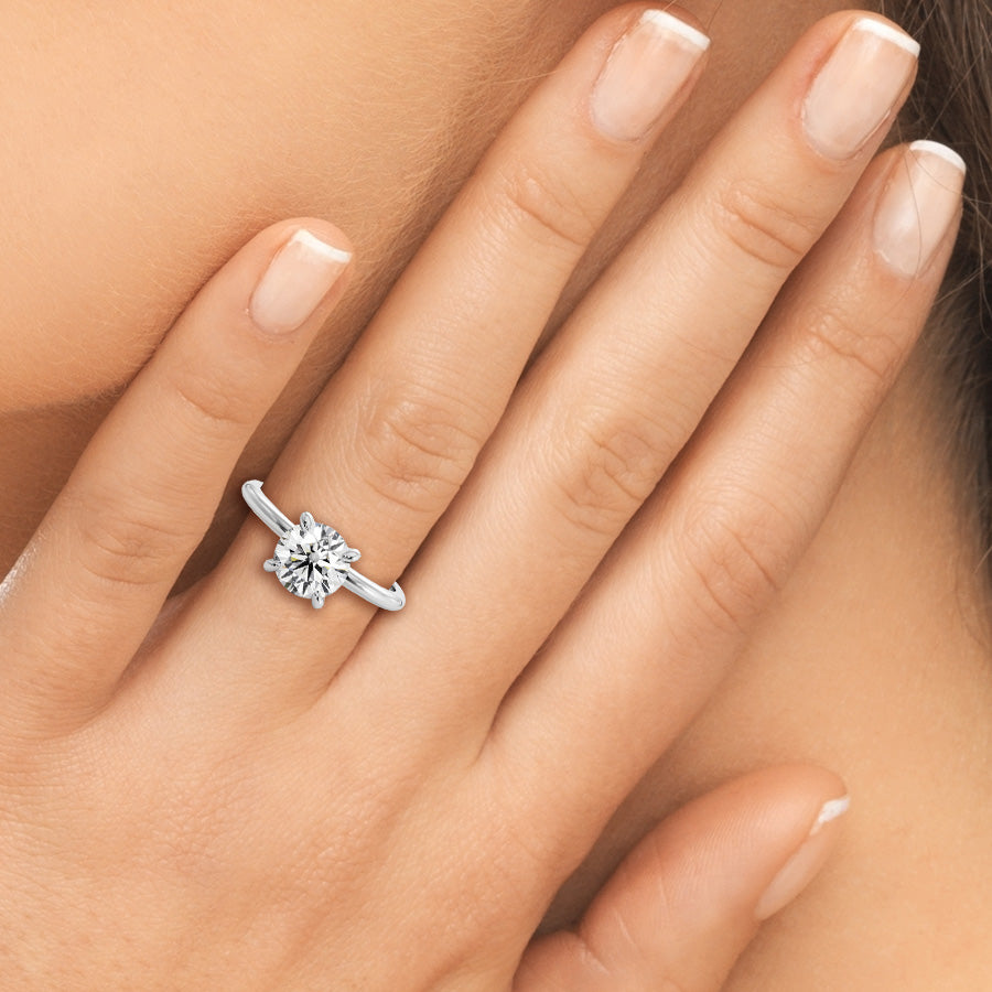 1.75ct Round cut 4-Prong Wire Band Solitaire Diamond Engagement Ring Setting In 14k Gold - simonbjewels.co