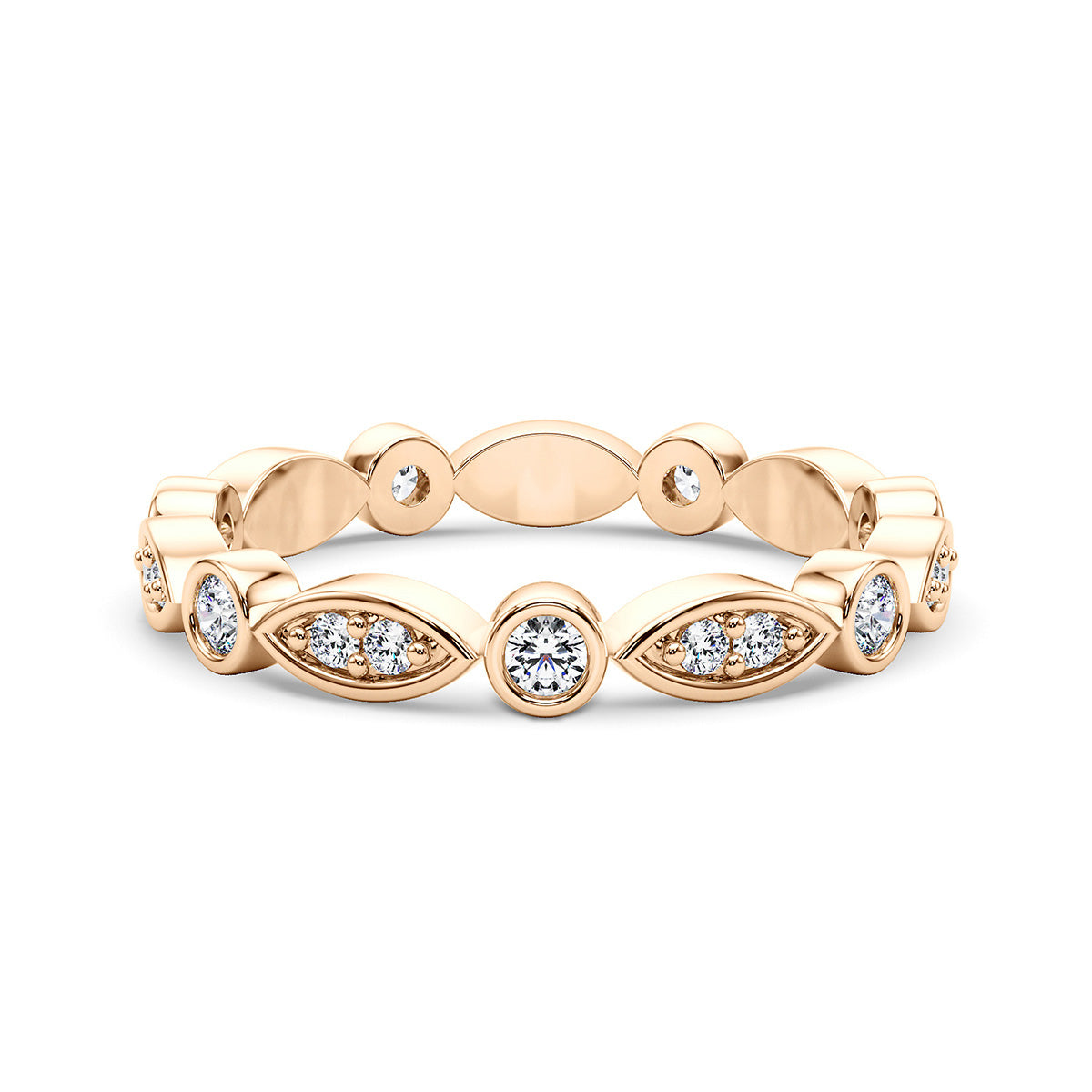 0.40 Carat Art Deco Vintage Style Wedding Anniversary Band 14k White Gold - simonbjewels.co