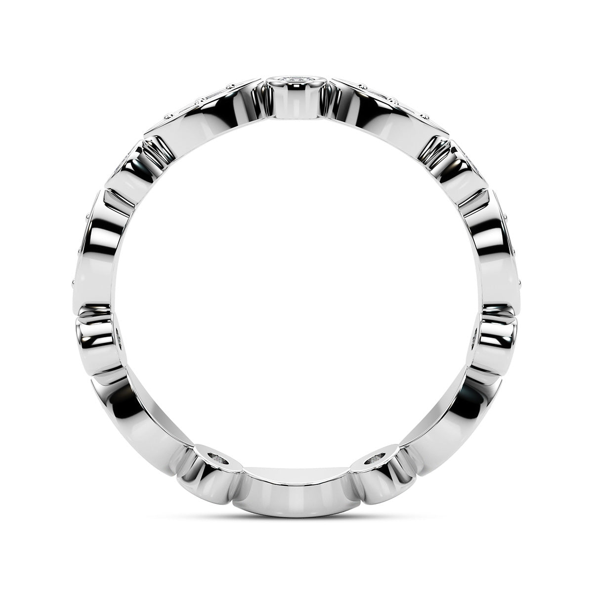 0.40 Carat Art Deco Vintage Style Wedding Anniversary Band 14k White Gold - simonbjewels.co