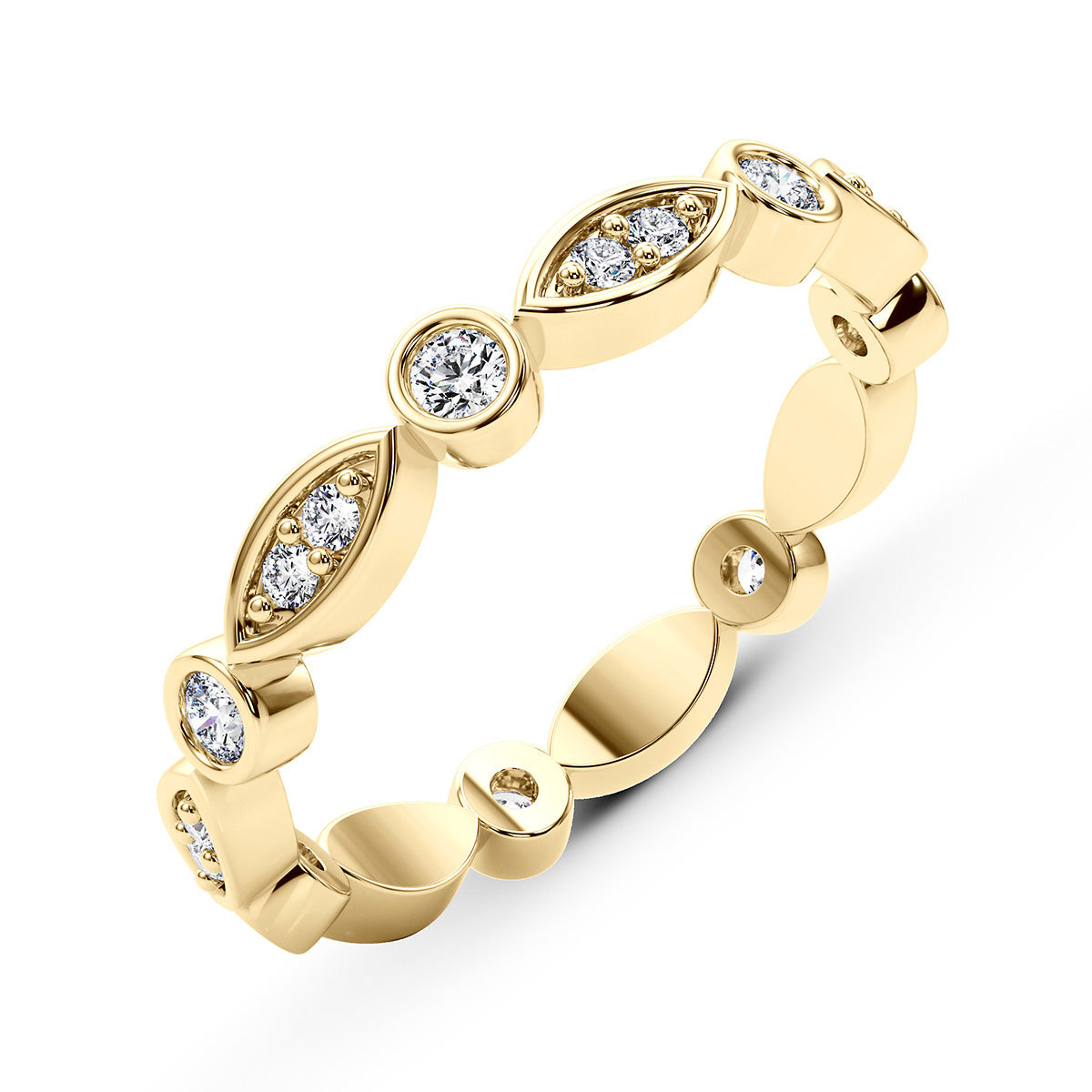 0.40 Carat Art Deco Vintage Style Wedding Anniversary Band 14k White Gold - simonbjewels.co
