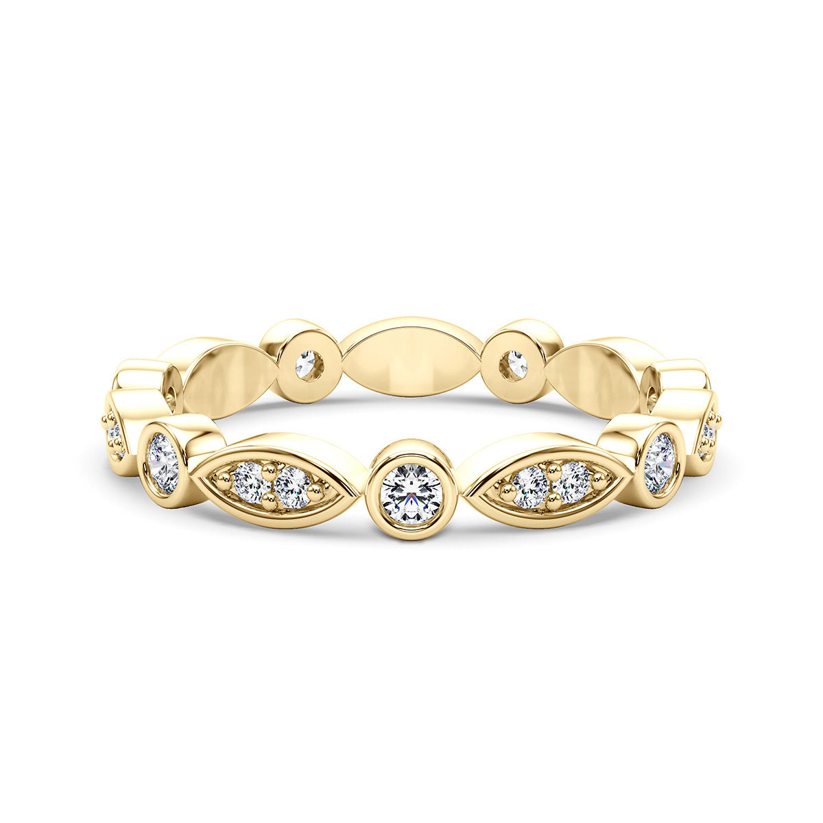 0.40 Carat Art Deco Vintage Style Wedding Anniversary Band 14k White Gold - simonbjewels.co