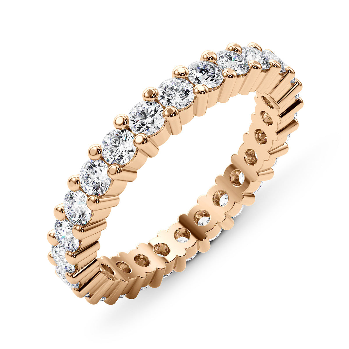 2.00 Carat Round Diamond 4-Prong Eternity Wedding Band Anniversary Ring in 14k Gold - simonbjewels.co