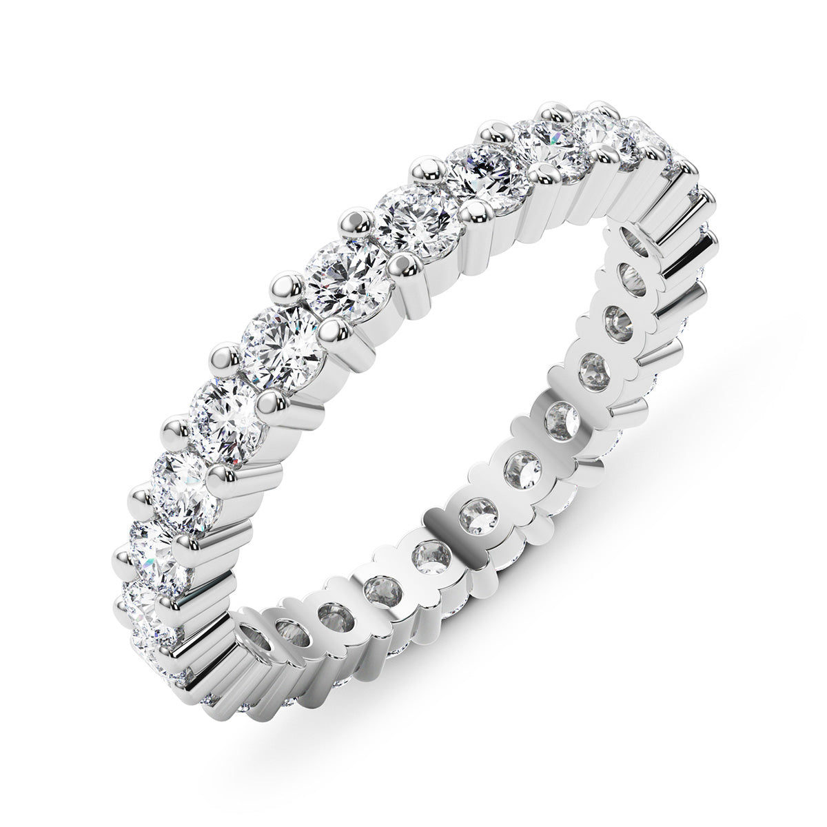 2.00 Carat Round Diamond 4-Prong Eternity Wedding Band Anniversary Ring in 14k Gold - simonbjewels.co