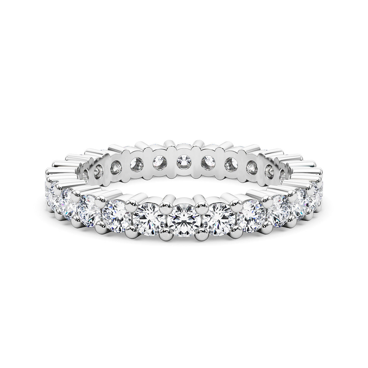 2.00 Carat Round Diamond 4-Prong Eternity Wedding Band Anniversary Ring in 14k Gold - simonbjewels.co
