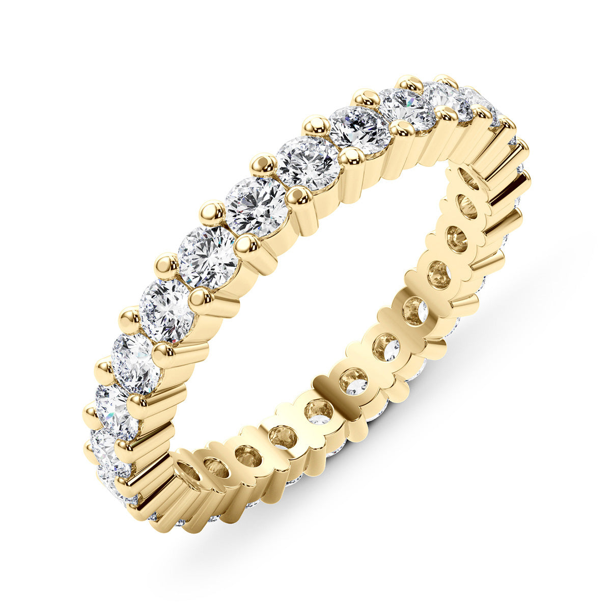 2.00 Carat Round Diamond 4-Prong Eternity Wedding Band Anniversary Ring in 14k Gold - simonbjewels.co