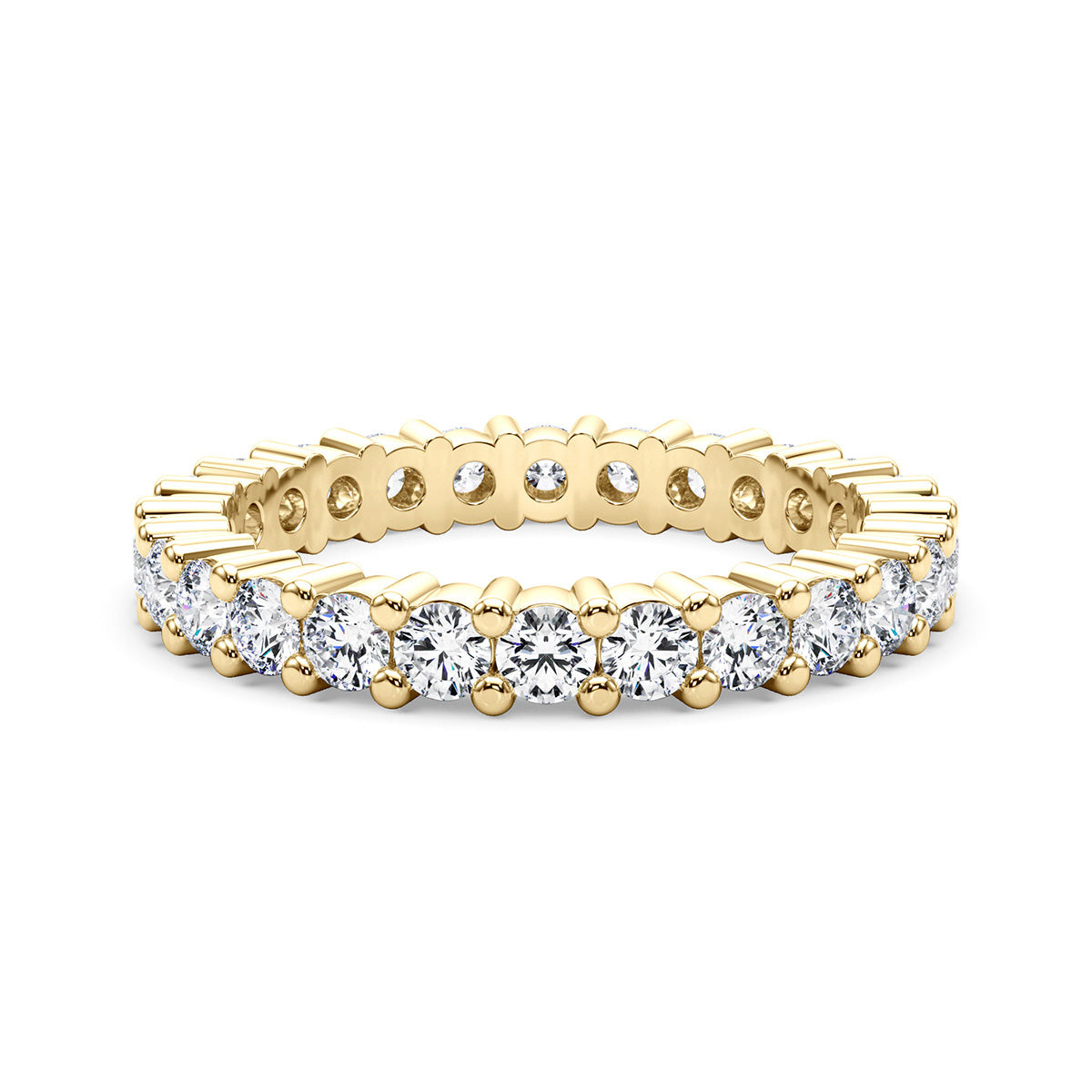 2.00 Carat Round Diamond 4-Prong Eternity Wedding Band Anniversary Ring in 14k Gold - simonbjewels.co