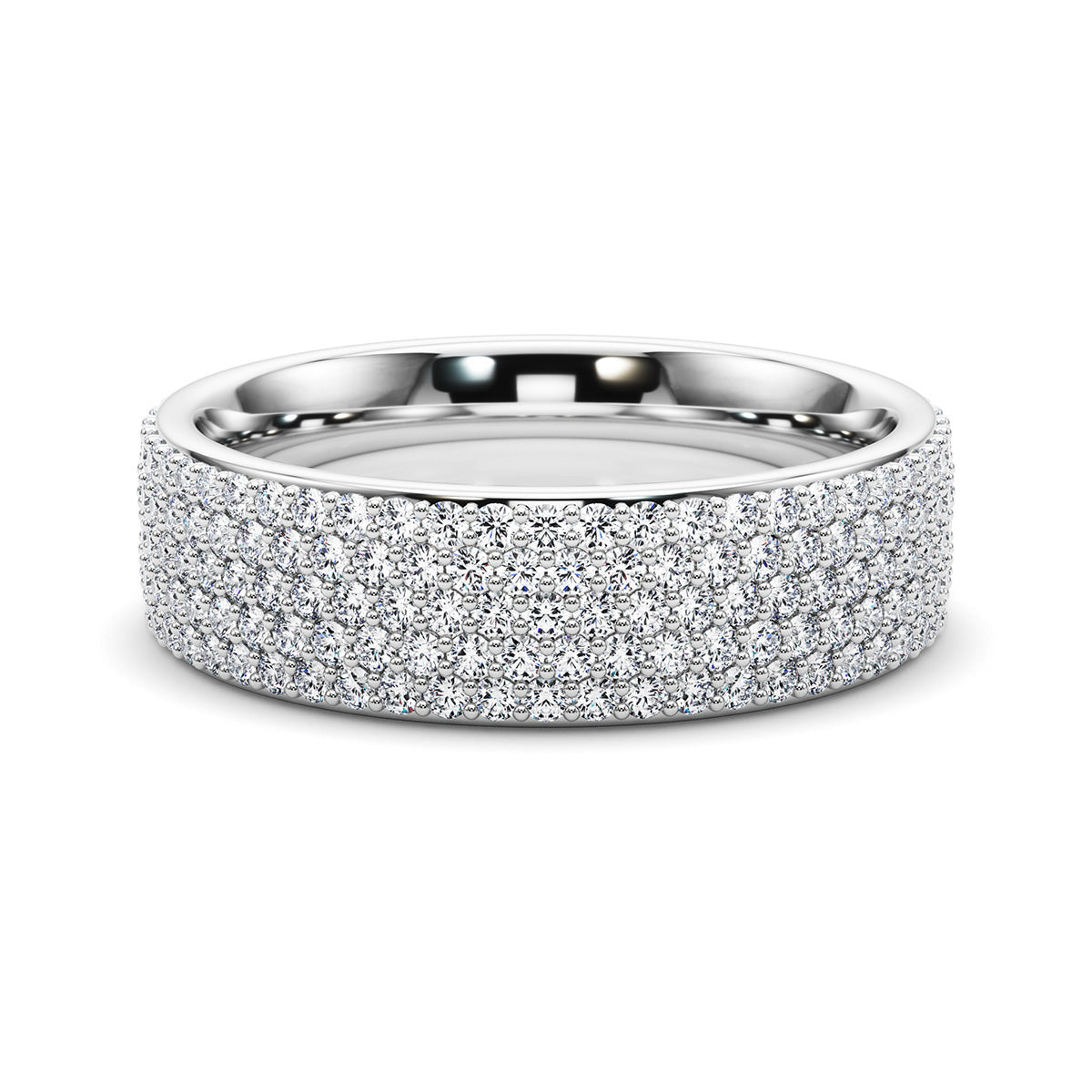 1.35 Carat F-VS Micro Pave Diamond Wedding Band Anniversary Ring set in 14k Gold - simonbjewels.co