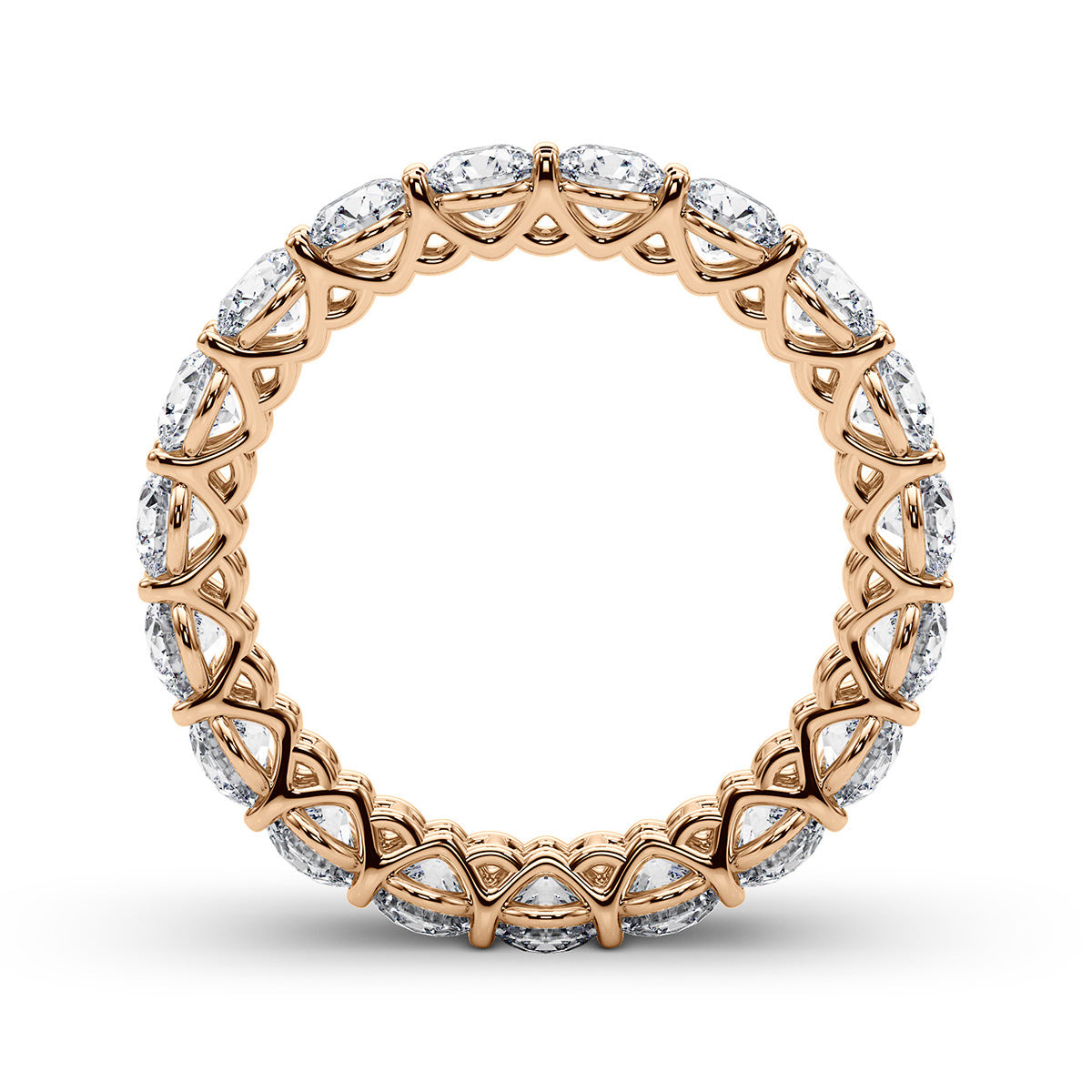 3.05 Carat Round Diamond V-Prong Eternity Wedding Band Anniversary Ring in 14k Gold Simon B Jewels