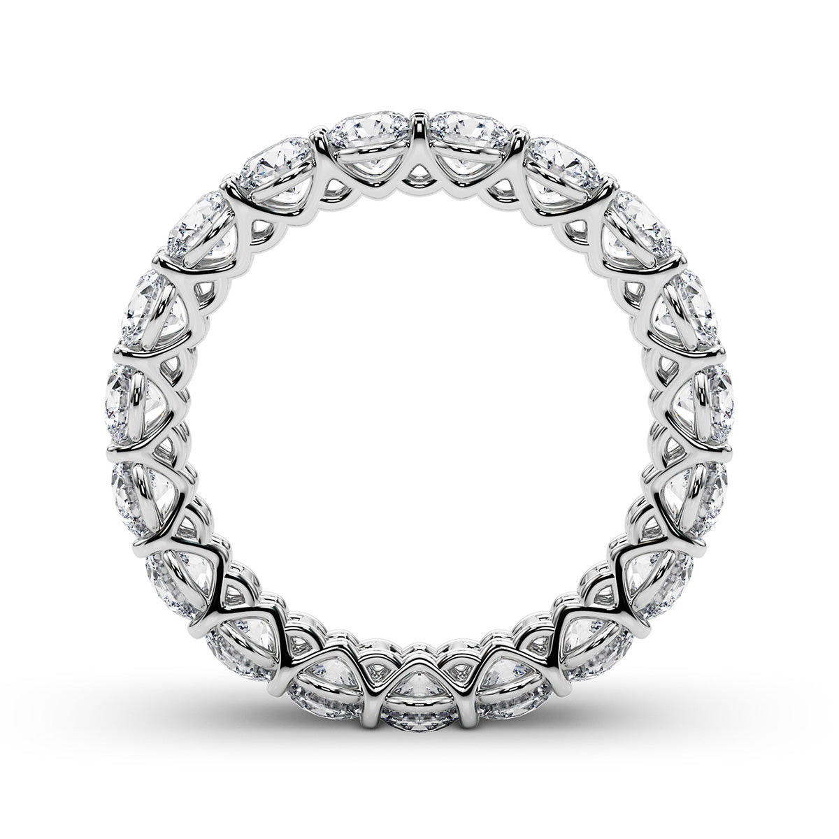 3.05 Carat Round Diamond V-Prong Eternity Wedding Band Anniversary Ring in 14k Gold