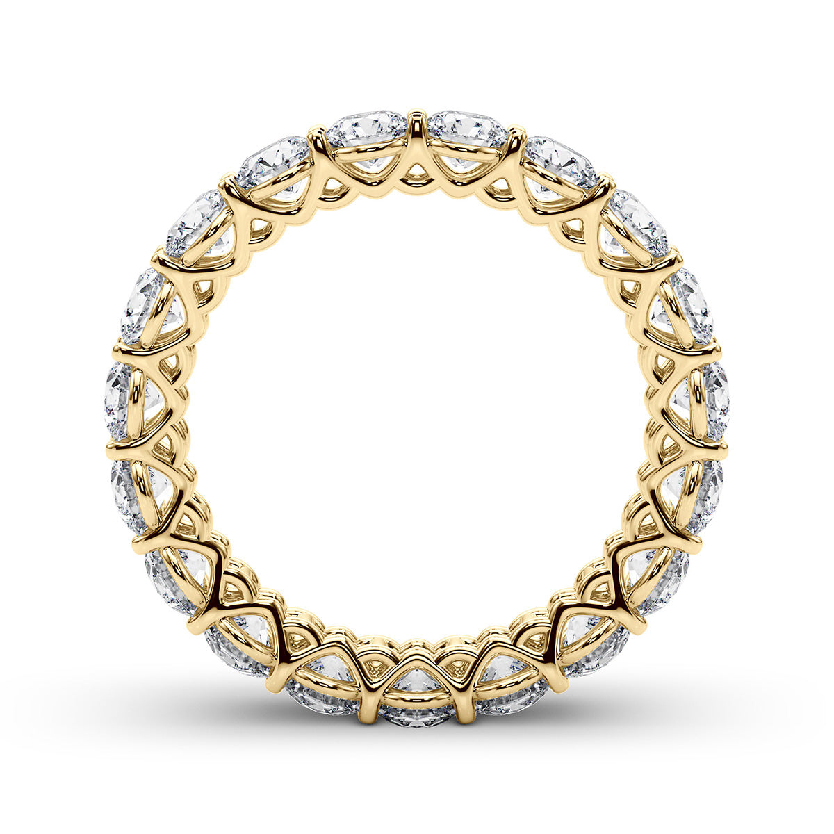 3.05 Carat Round Diamond V-Prong Eternity Wedding Band Anniversary Ring in 14k Gold - simonbjewels.co