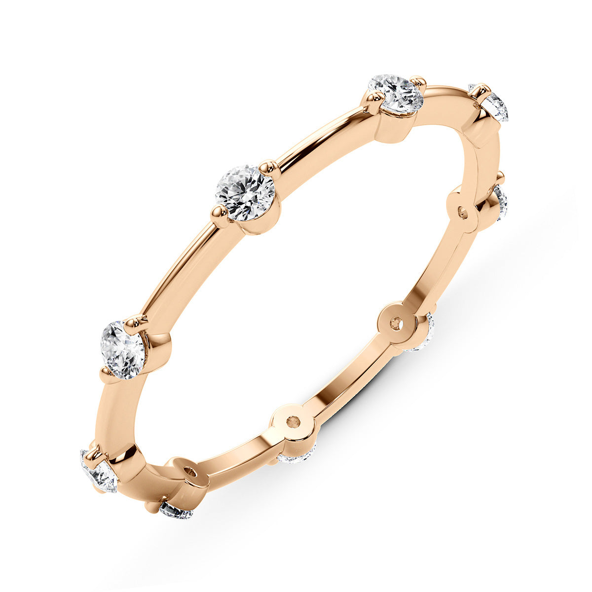 0.30 Carat Round Diamond Alternating Wedding Band Eternity Ring set in 14k Gold - simonbjewels.co