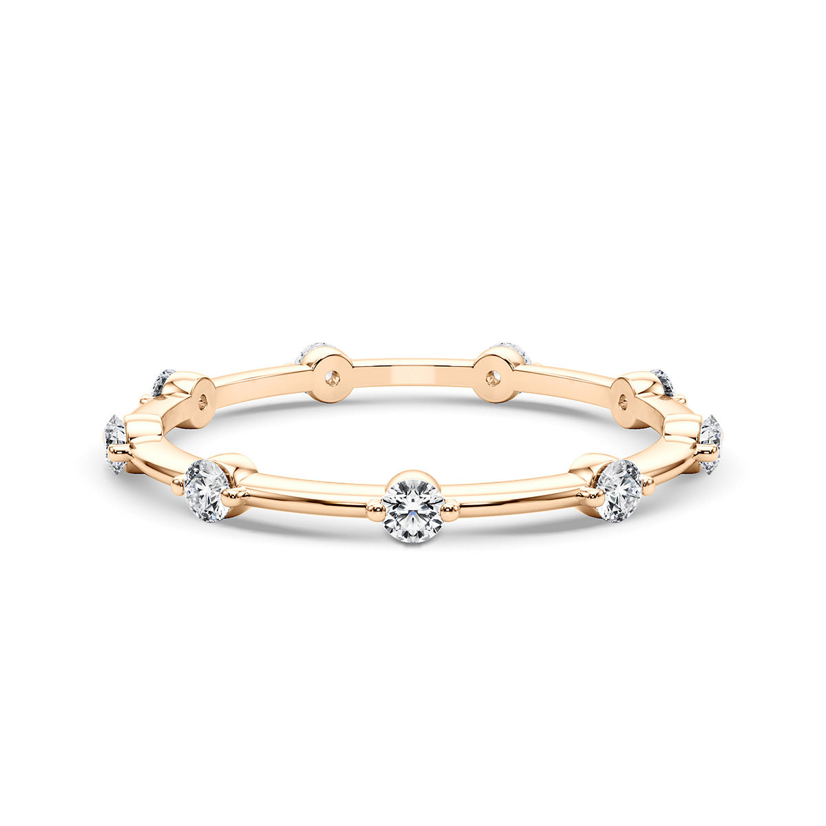 0.30 Carat Round Diamond Alternating Wedding Band Eternity Ring set in 14k Gold - simonbjewels.co