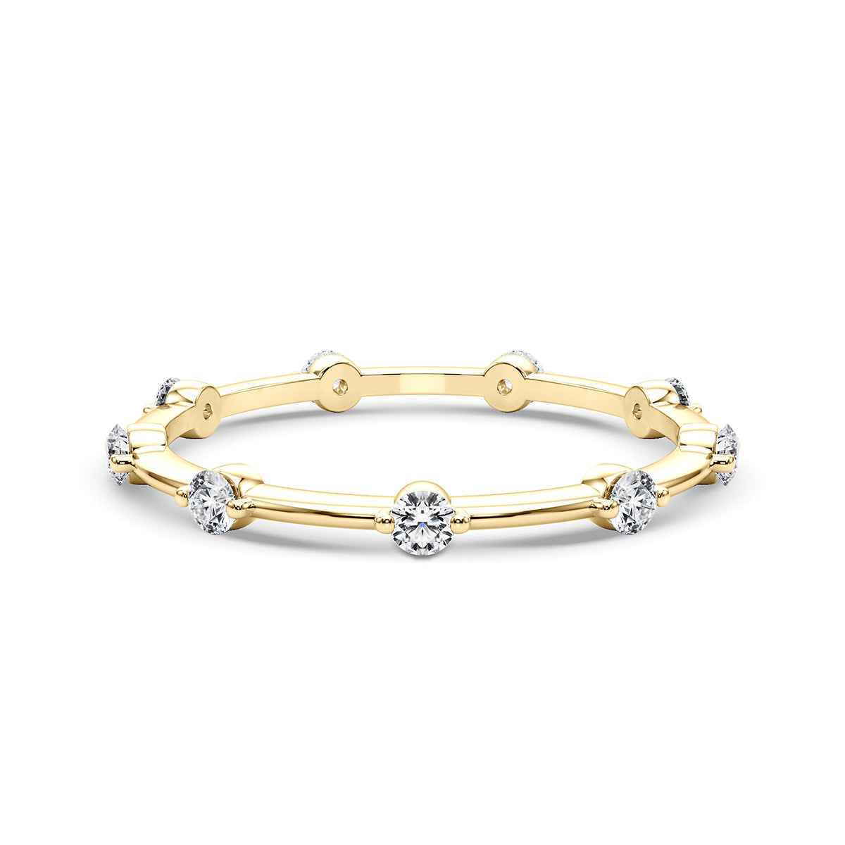 0.30 Carat Round Diamond Alternating Wedding Band Eternity Ring set in 14k Gold - simonbjewels.co
