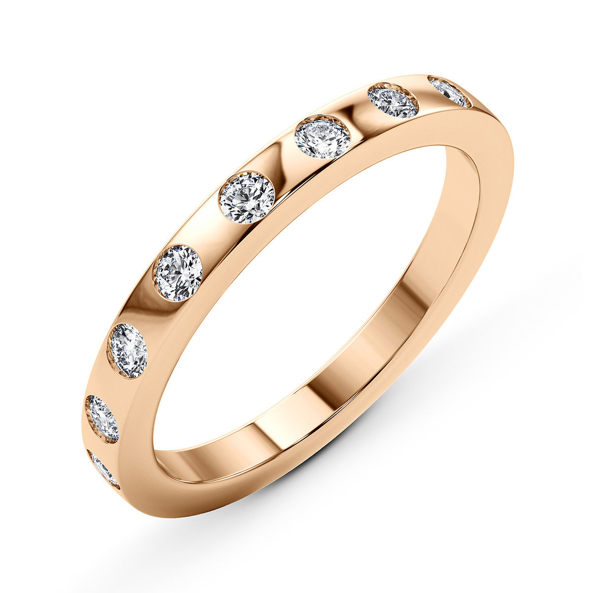0.55 Carat Round Diamond Bezel-Set Wedding Band Eternity Ring set in 14k Gold - simonbjewels.co