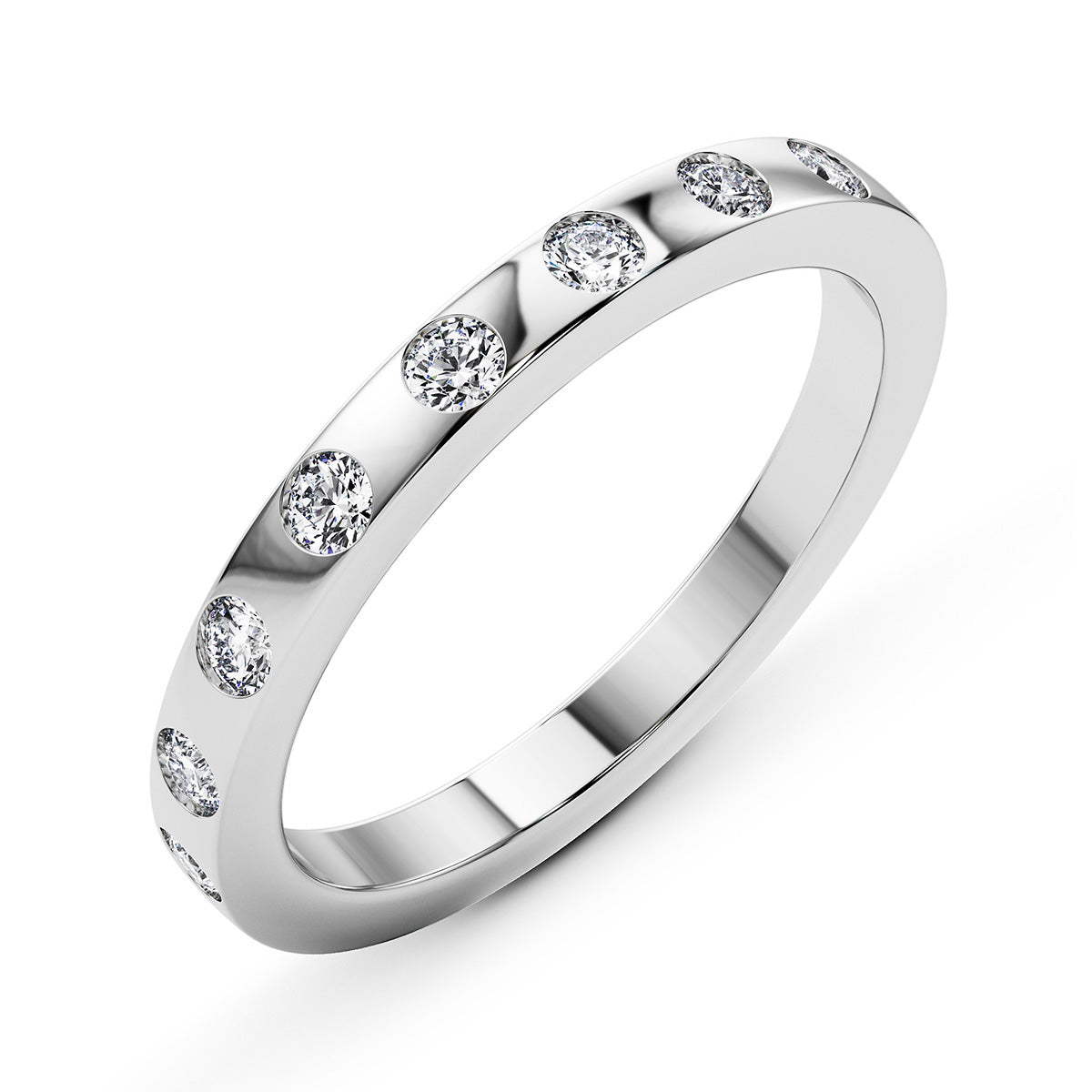 0.55 Carat Round Diamond Bezel-Set Wedding Band Eternity Ring set in 14k Gold - simonbjewels.co