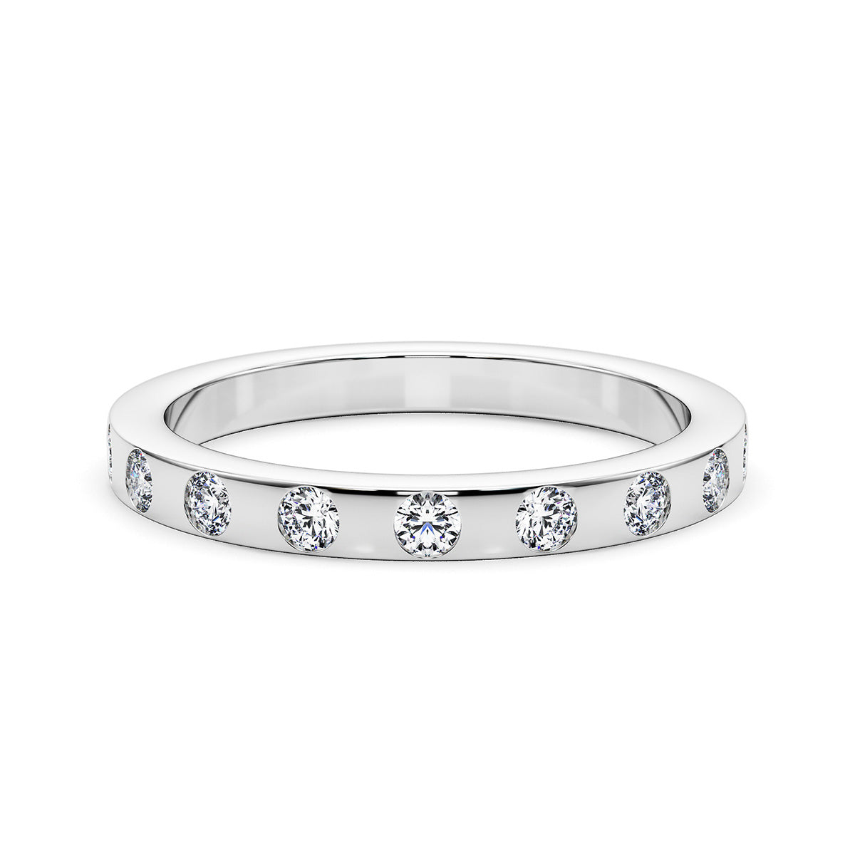 0.55 Carat Round Diamond Bezel-Set Wedding Band Eternity Ring set in 14k Gold - simonbjewels.co