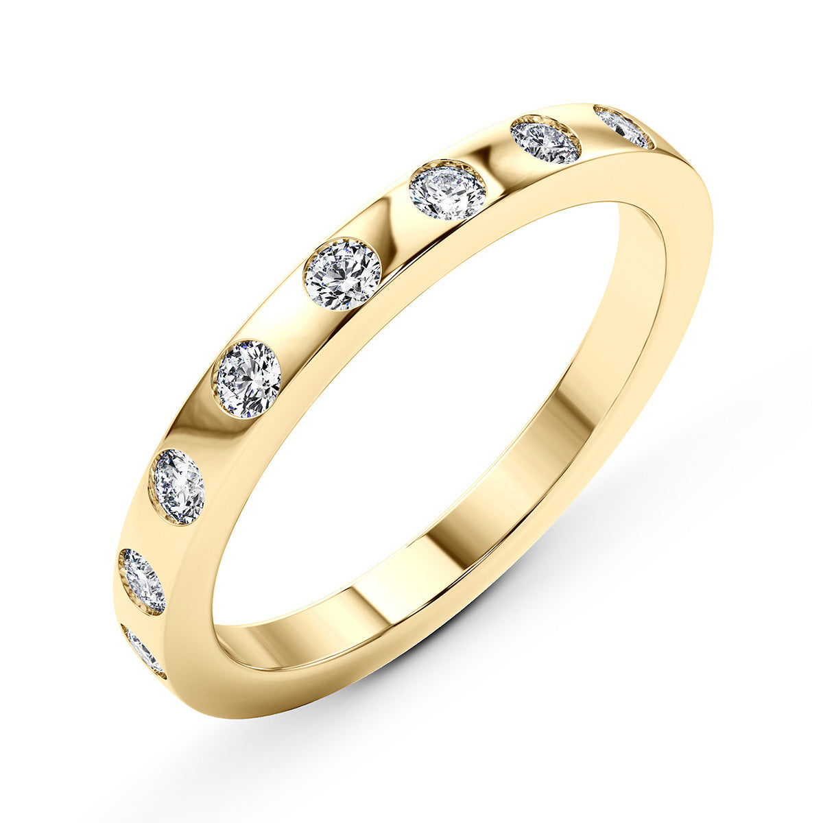 0.55 Carat Round Diamond Bezel-Set Wedding Band Eternity Ring set in 14k Gold - simonbjewels.co