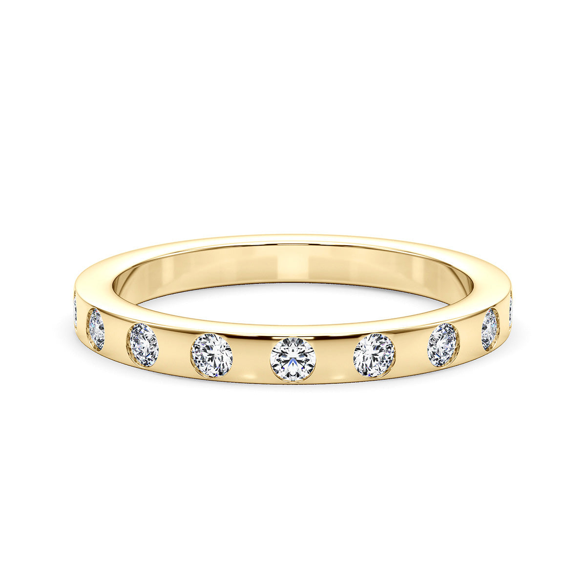 0.55 Carat Round Diamond Bezel-Set Wedding Band Eternity Ring set in 14k Gold - simonbjewels.co