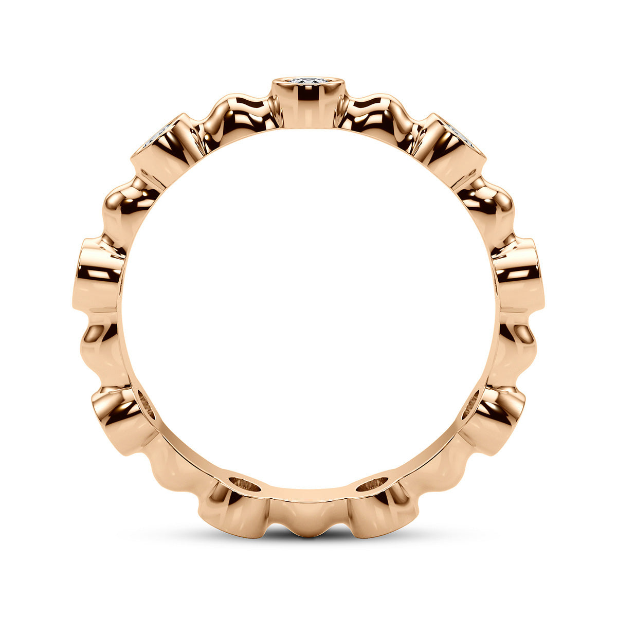 0.55ct Round Diamond Vintage Alternating Bezel-Set Wedding Band Eternity Ring set in 14k Gold - simonbjewels.co