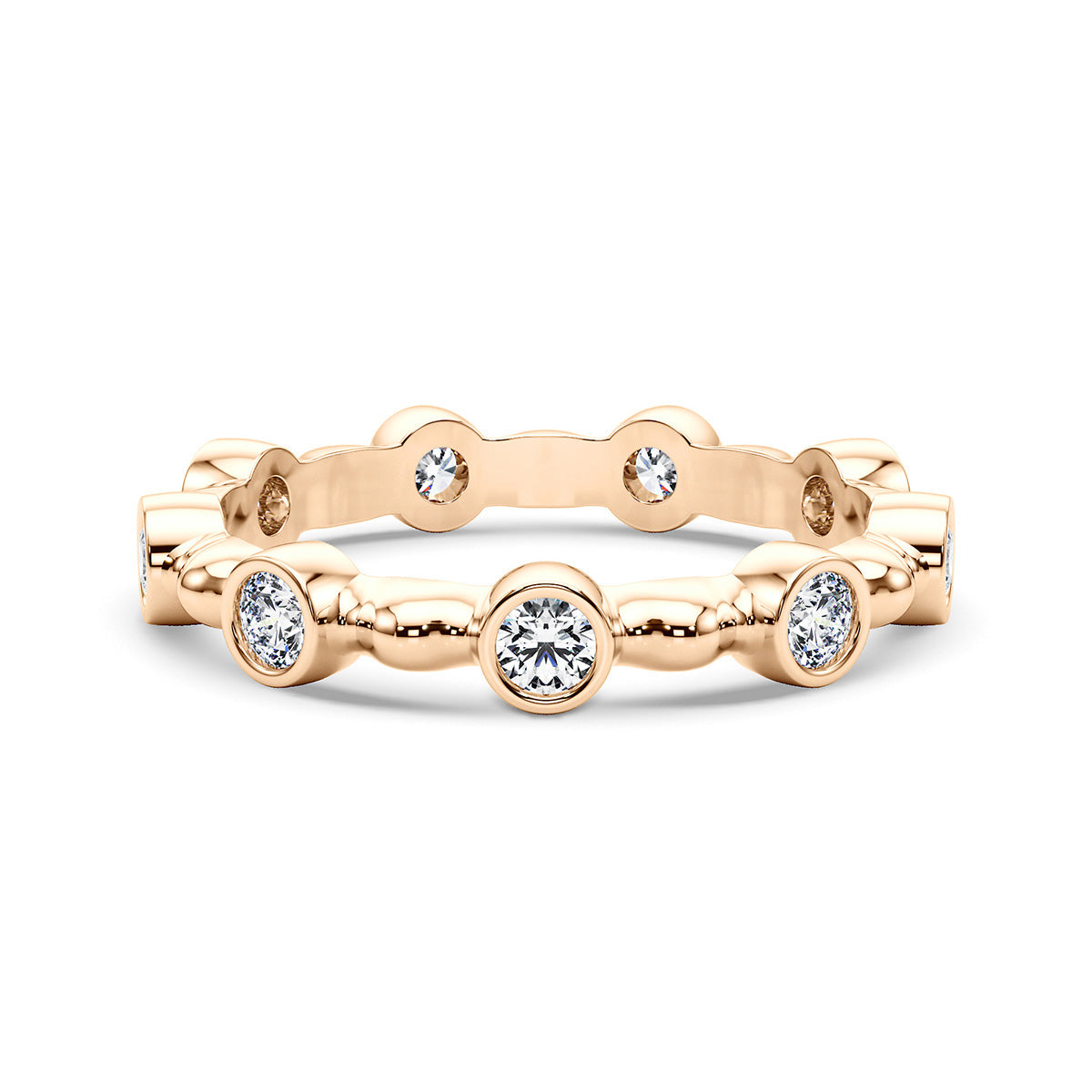 0.55ct Round Diamond Vintage Alternating Bezel-Set Wedding Band Eternity Ring set in 14k Gold - simonbjewels.co