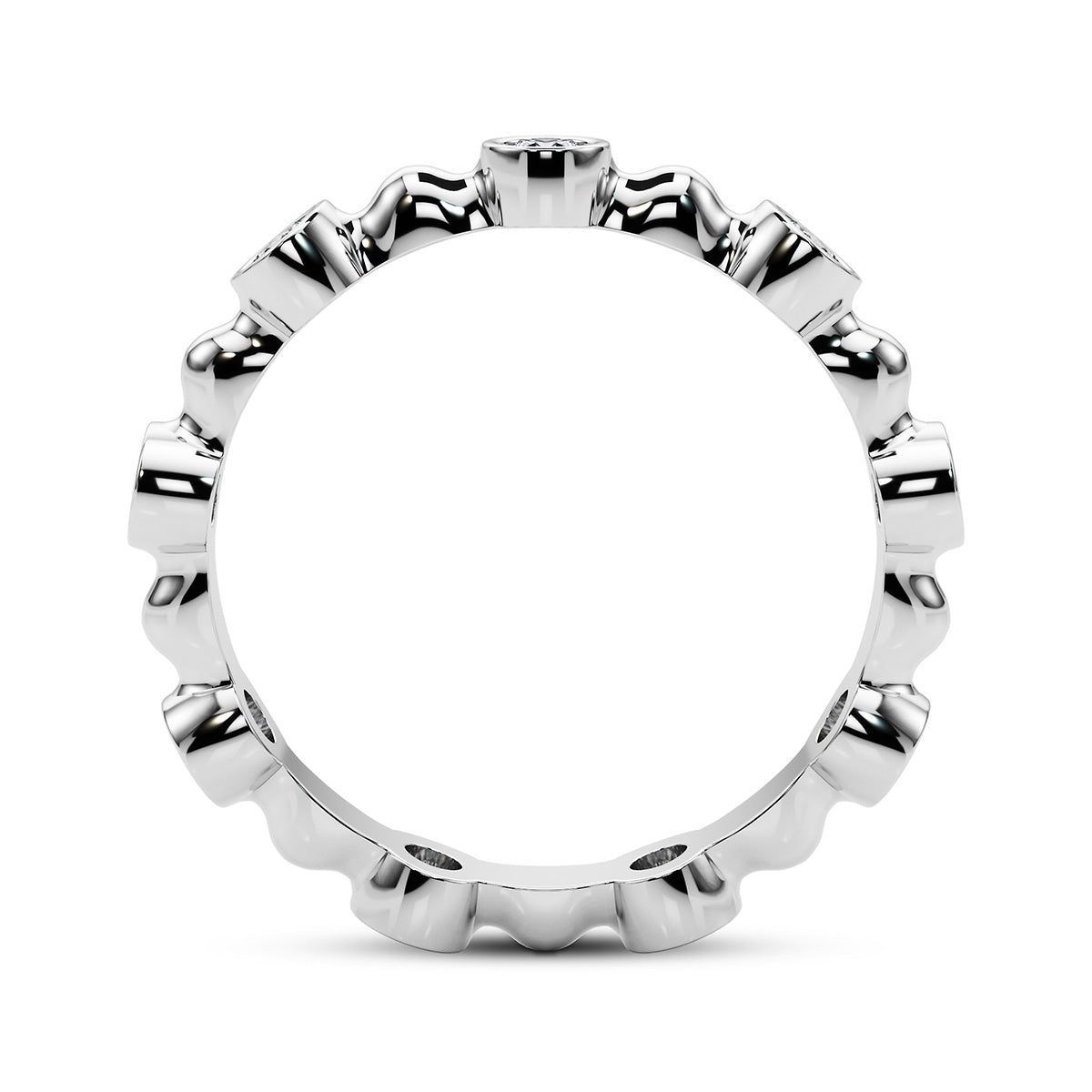 0.55ct Round Diamond Vintage Alternating Bezel-Set Wedding Band Eternity Ring set in 14k Gold - simonbjewels.co