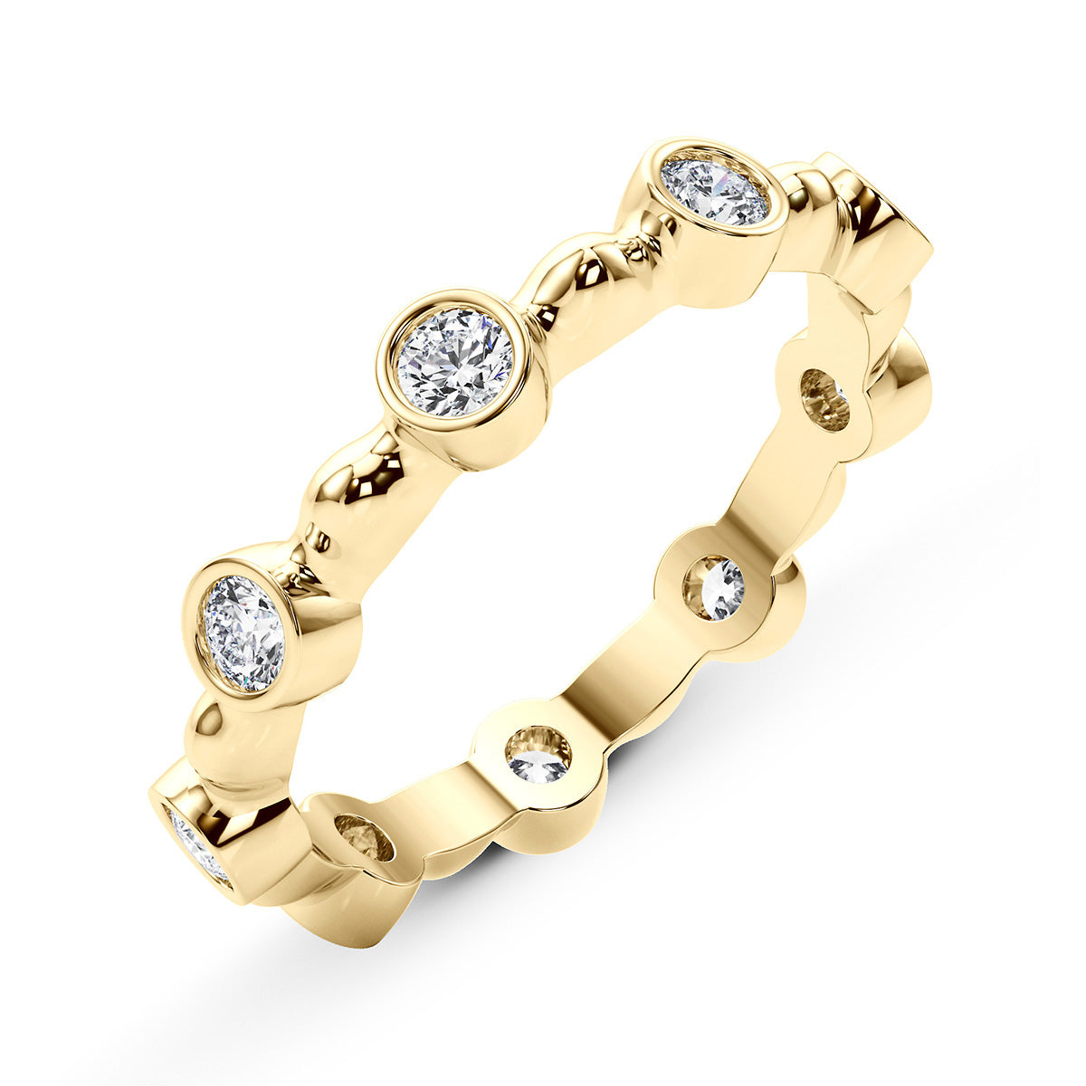 0.55ct Round Diamond Vintage Alternating Bezel-Set Wedding Band Eternity Ring set in 14k Gold - simonbjewels.co