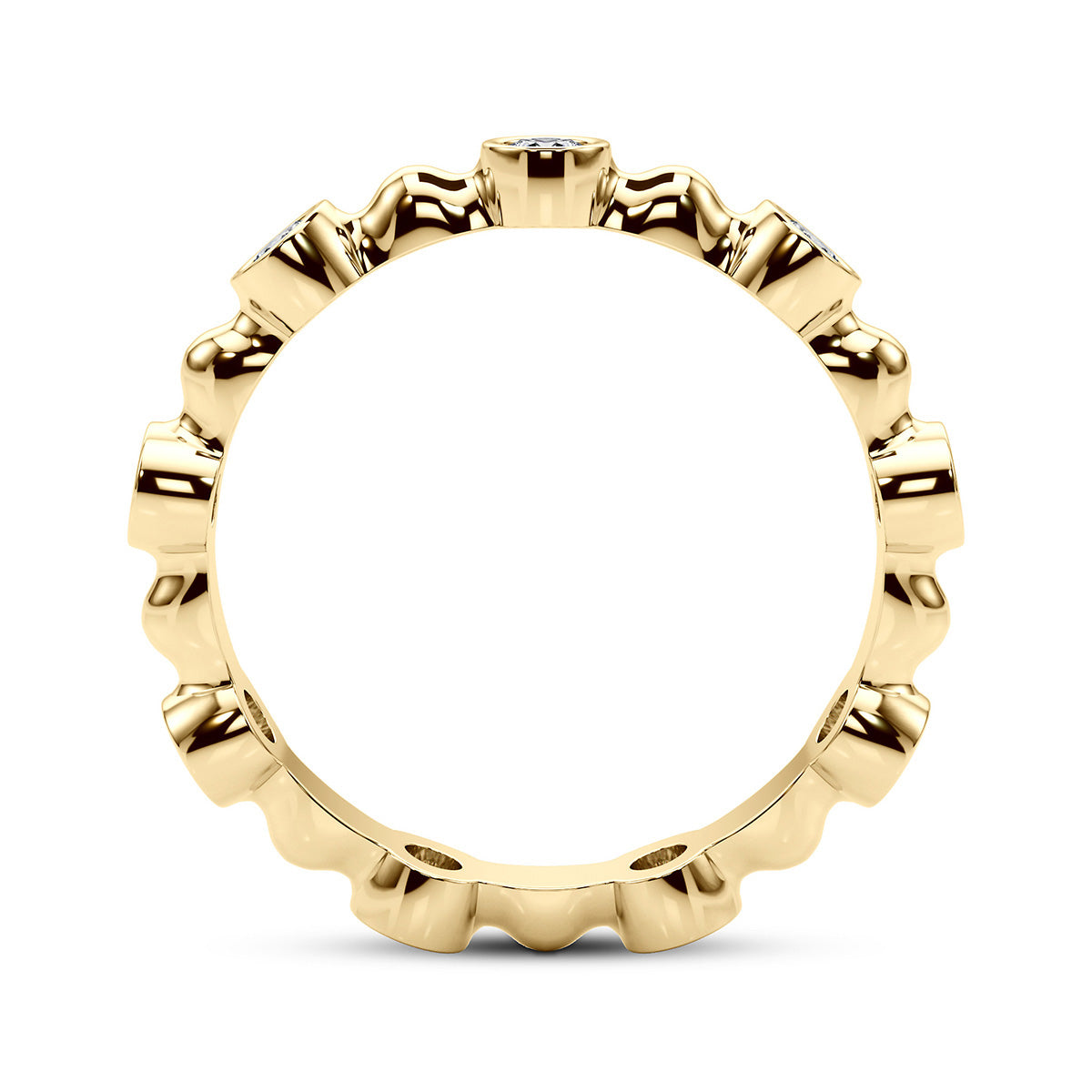 0.55ct Round Diamond Vintage Alternating Bezel-Set Wedding Band Eternity Ring set in 14k Gold - simonbjewels.co