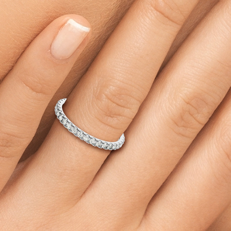 0.40 Ctw Round Diamond Micro-Pave Thin Eternity Ring Wedding Band set in  14k Gold - simonbjewels.co