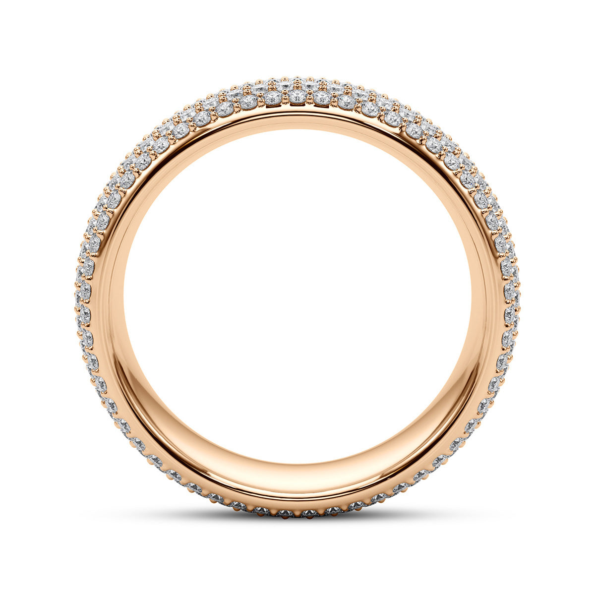 Inside view of micro pave diamond wedding band