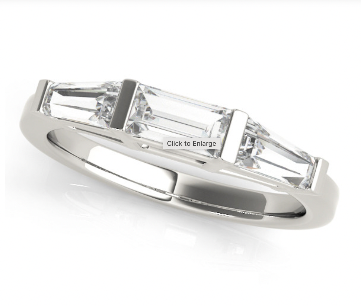 1 1/4 ct Emerald-cut Tapered Baguette Three Stone Diamond Engagement Ring Setting (0.50ctw) In 18k White Gold with 0.75 ct Matching wedding band - simonbjewels.co