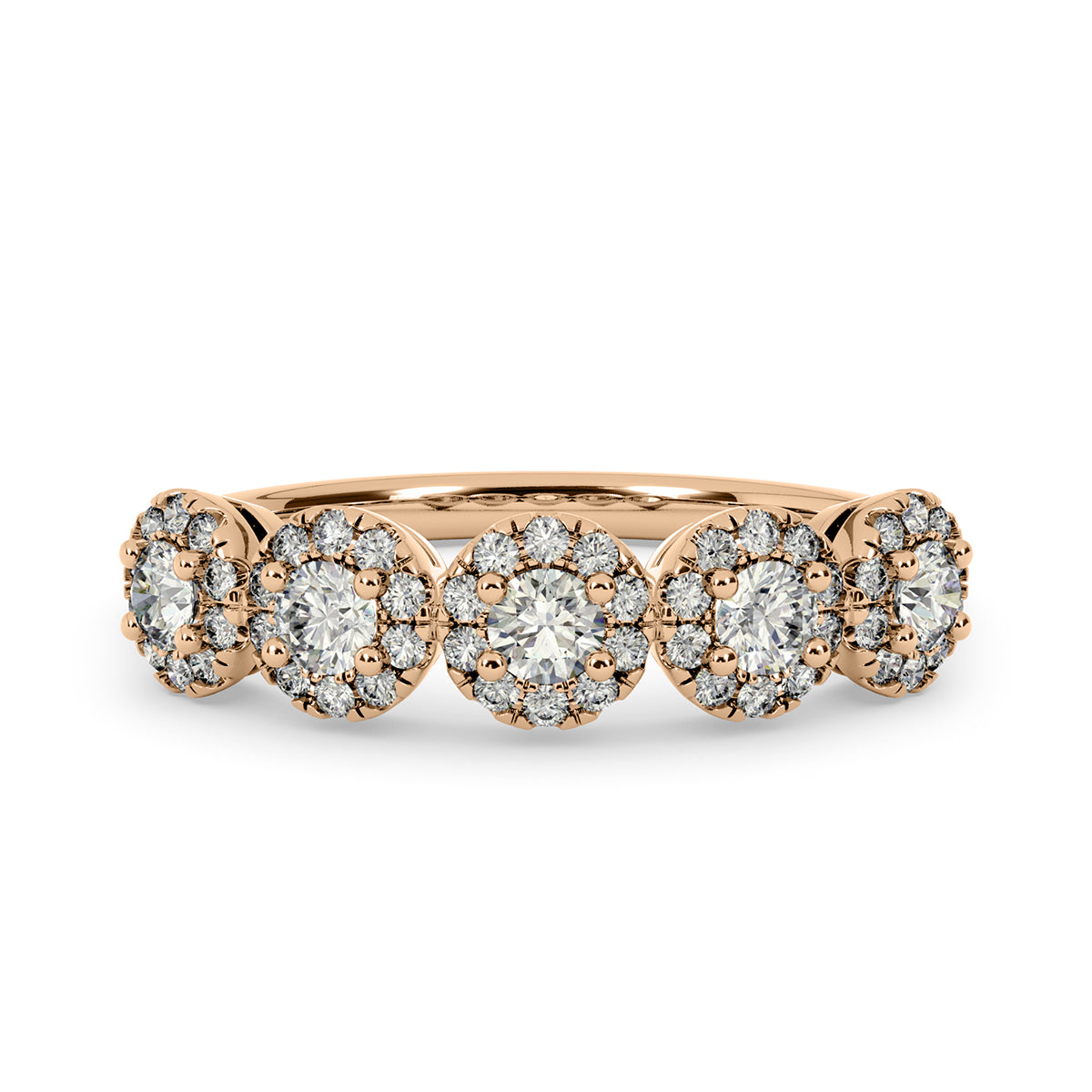 1.05ct  F-VS Diamond 5-Stone Cluster Wedding Band Anniversary Ring 14k White Gold - simonbjewels.co