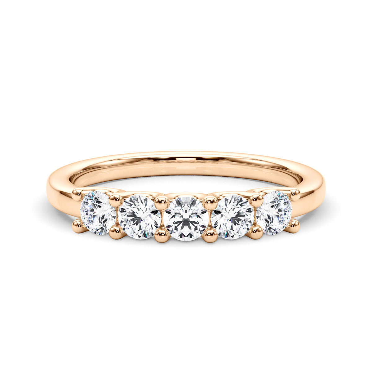 0.50ct Round cut 5 Stone U Prong Diamond Wedding Band Anniversary Ring Set In 14k White Gold - simonbjewels.co