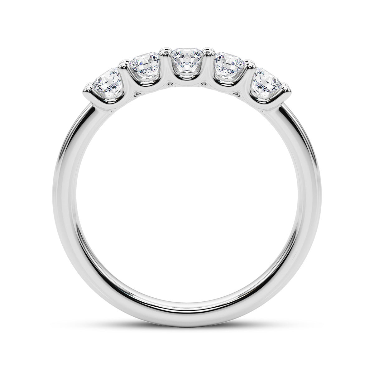 0.50ct Round cut 5 Stone U Prong Diamond Wedding Band Anniversary Ring Set In 14k White Gold - simonbjewels.co