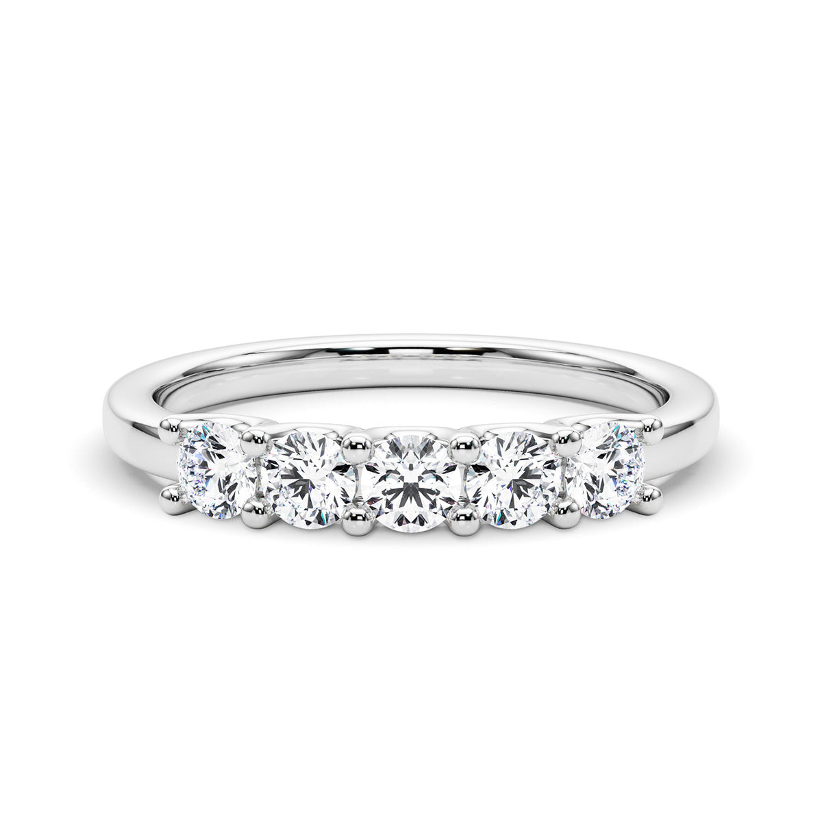 0.50ct Round cut 5 Stone U Prong Diamond Wedding Band Anniversary Ring Set In 14k White Gold - simonbjewels.co