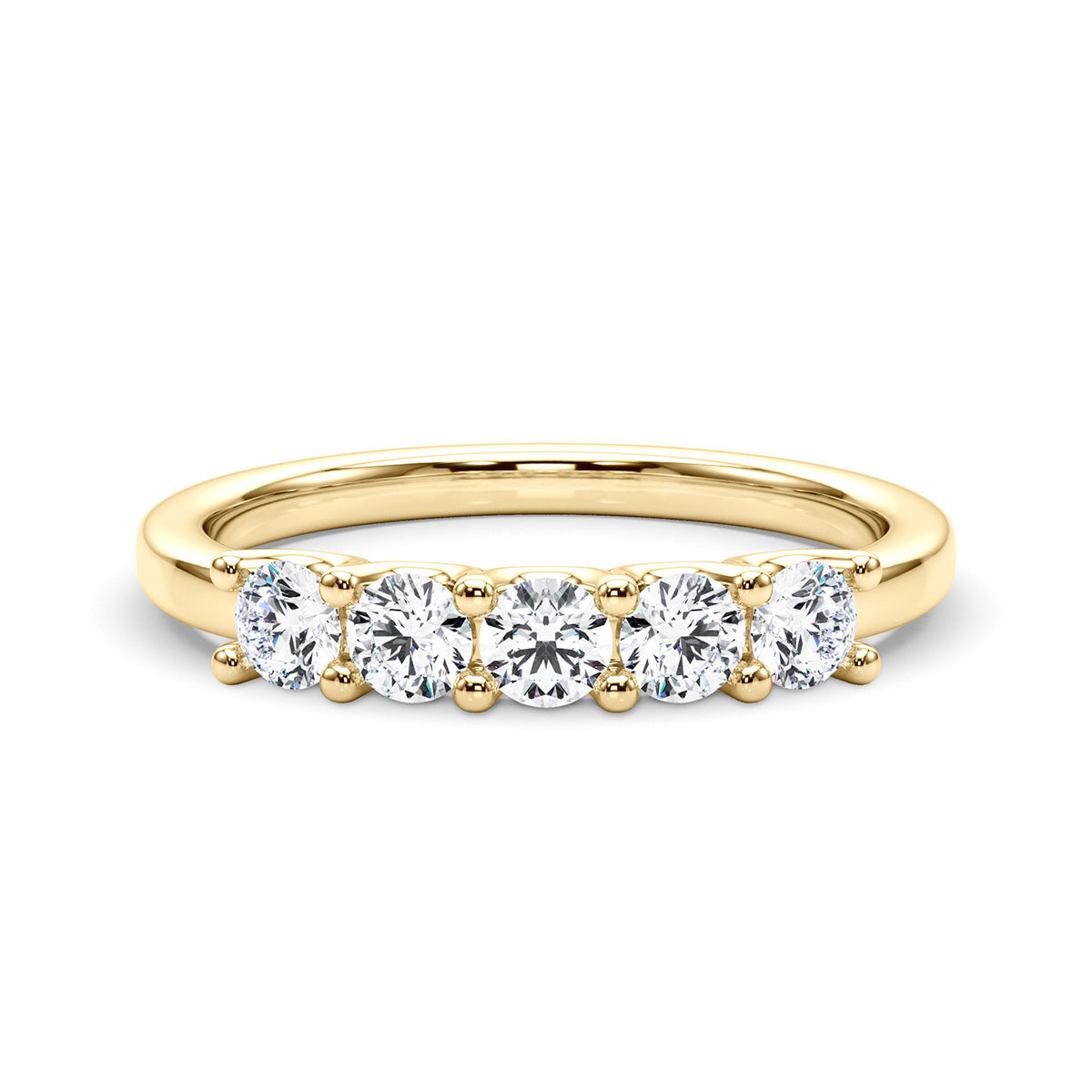 0.50ct Round cut 5 Stone U Prong Diamond Wedding Band Anniversary Ring Set In 14k White Gold - simonbjewels.co