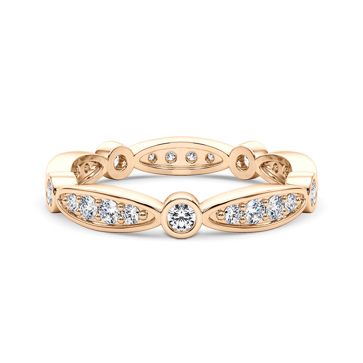 0.50 Carat Art Deco Vintage Style Wedding Anniversary Band 14k White Gold - simonbjewels.co