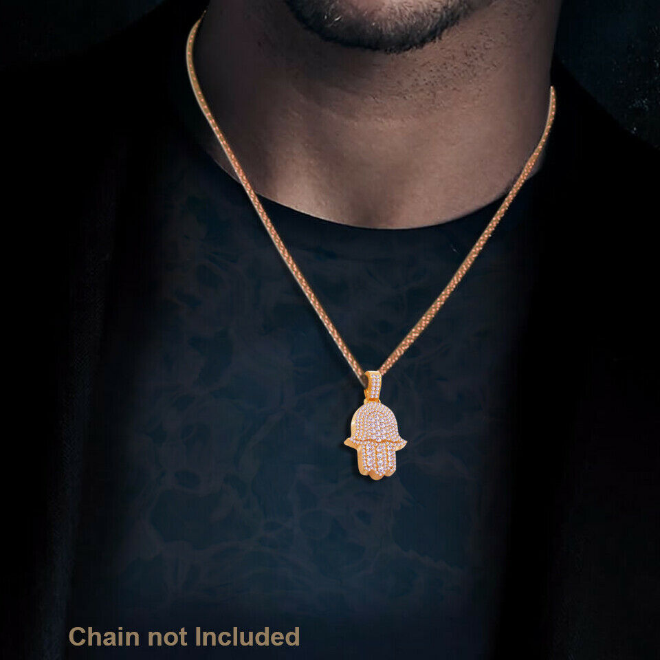 Diamond Hamsa Pendant 2.26CT 14K Rose Gold - simonbjewels.co