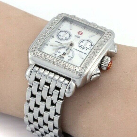 Michele Deco Day Diamond MOP Dial Chronograph MWW06P000099 Ladies Watch - simonbjewels.co