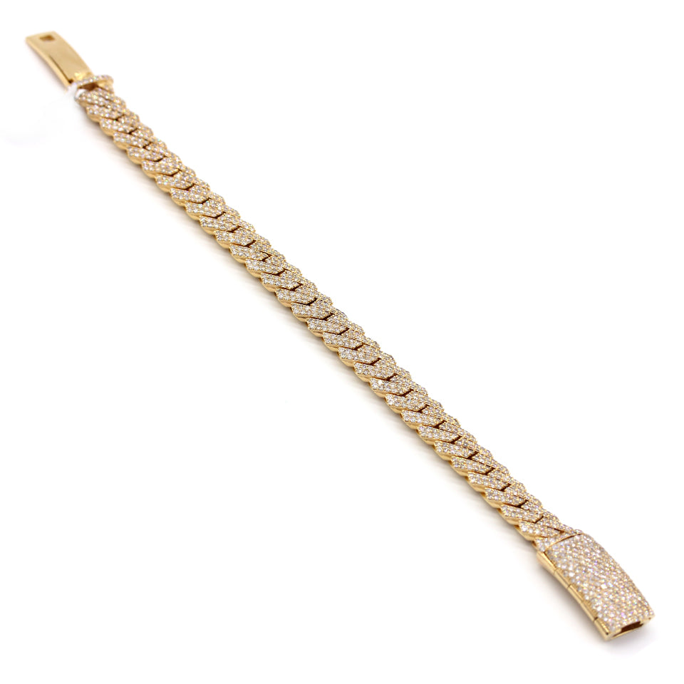 13.62 Carat F-VS Diamond Cuban Link Bracelet 90 Grams 14k Yellow Gold - simonbjewels.co