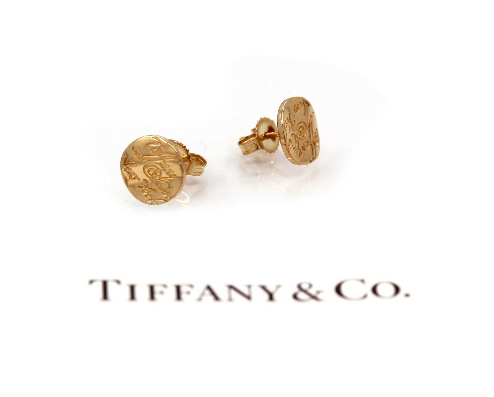 TIFFANY & Co. 18K Yellow Gold Notes Round Stud Earrings - simonbjewels.co