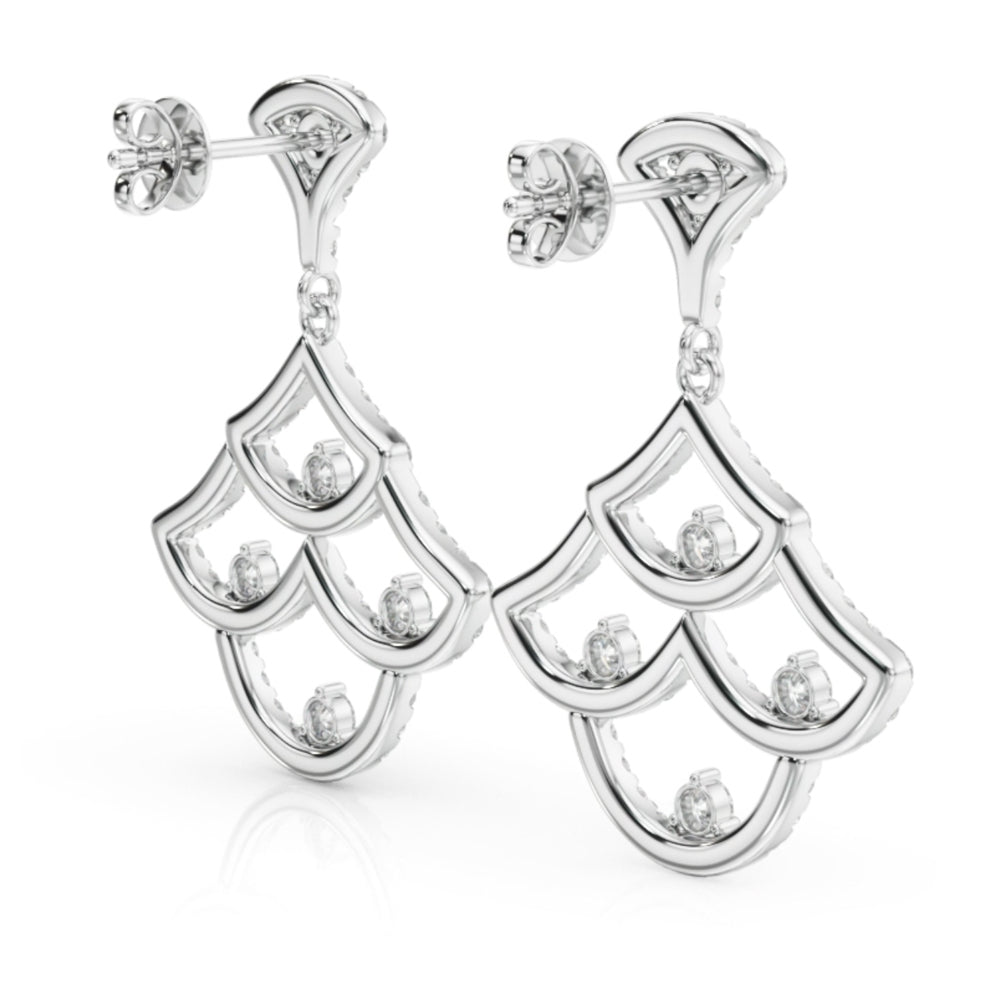 2.20 carat Round Diamond Micropave Chandelier Drop earrings set in 14K Gold - simonbjewels.co