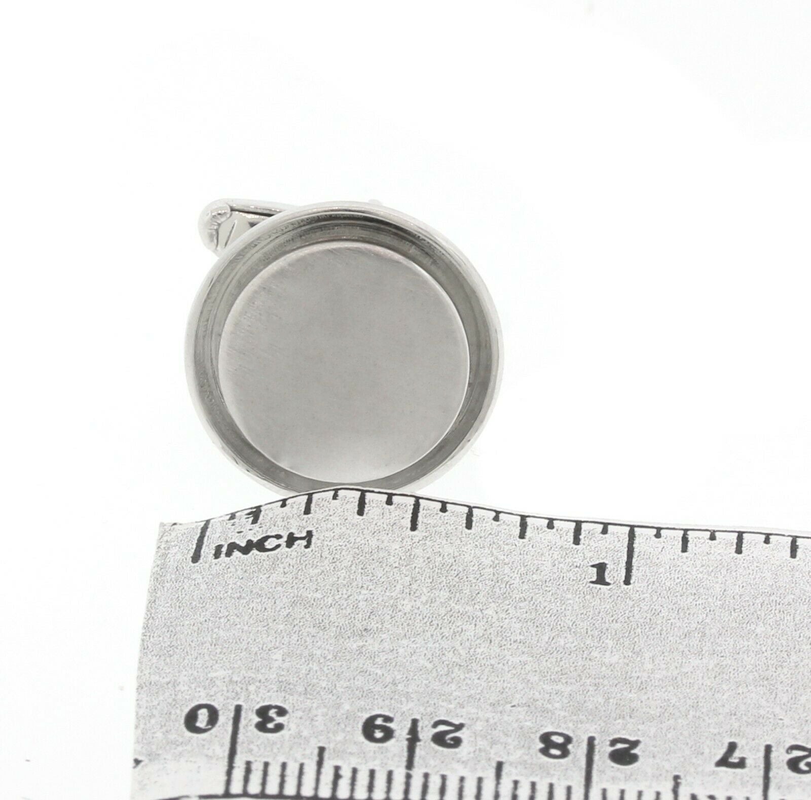Lucien Piccard 14k Solid White Gold Disc Cufflinks Vintage - simonbjewels.co